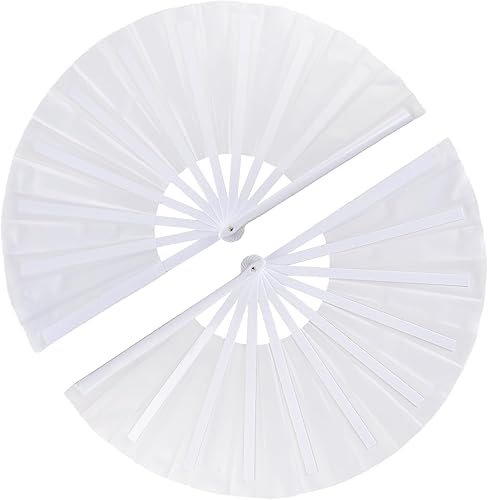 Miniatura 19 de Paquete de 2 abanicos de mano plegables grandes, abanicos de tela retro vintage de tela de nailon, ventilador de mano chino de Kung Fu Tai Chi para