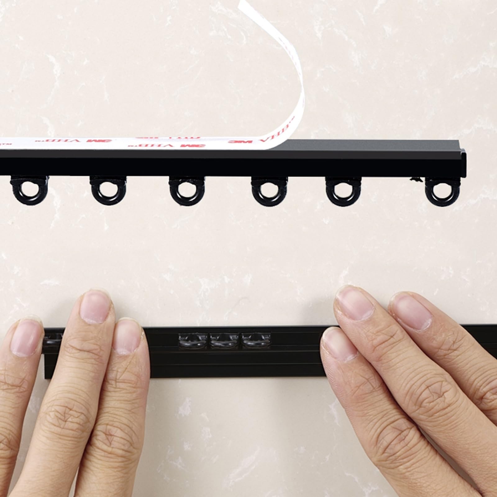 Tringle à rideaux auto-adhésive sans perçage de 243,8 cm, sans dommages, facile à installer, tringle à rideaux adhésive, blanche, 4,5 m, parfaite pour décoration d'intérieur