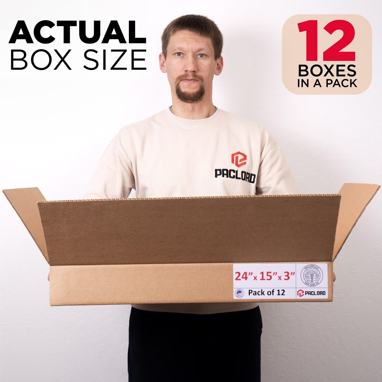 Opakowanie 12 płaskich pudełek kartonowych 61 cm dł. x 38 cm szer. x 7,6 cm wys. – wyprodukowane w USA pudełka do przenoszenia, wysyłki lub przechowywania – USPS, UPS, zatwierdzone przez FedEx