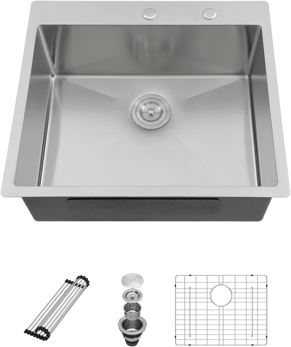 Sarlai 25 Kitchen Sink Drop-In Workstation - 25 X 22 Inch Topmount Ledge Stainless Steel 16 Gauge Single Bowl Over Counter For Kitchen, Laundry, Utility Room - View #4