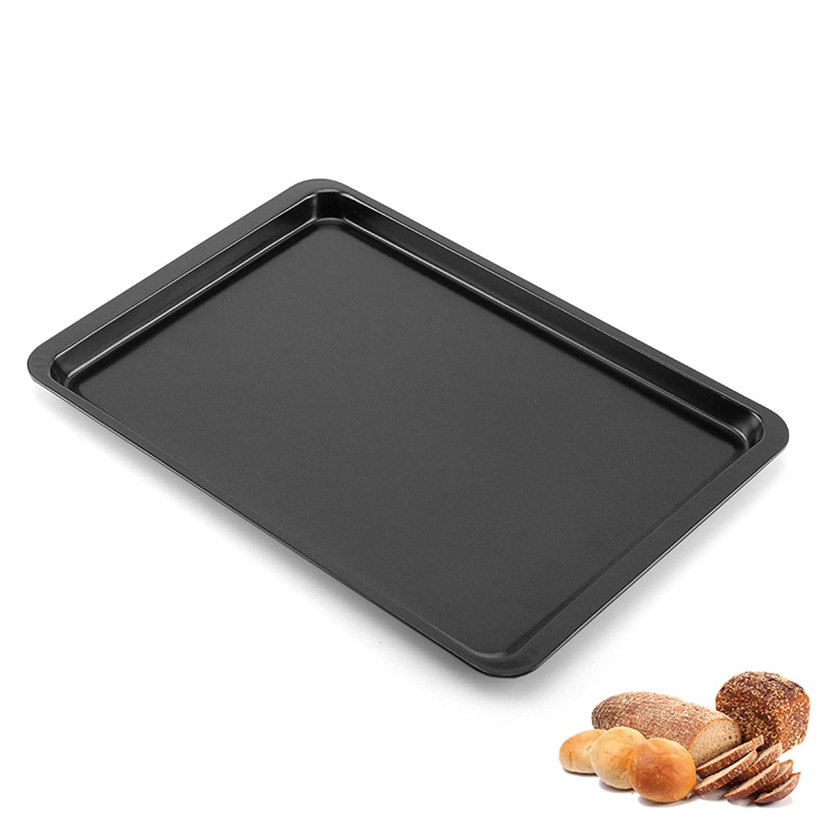 ACiyD Antihaft-Kohlenstoffstahl-Backblech, Kekse, Brot, Kuchen, Ofen, flaches schwarzes Backblech-Set