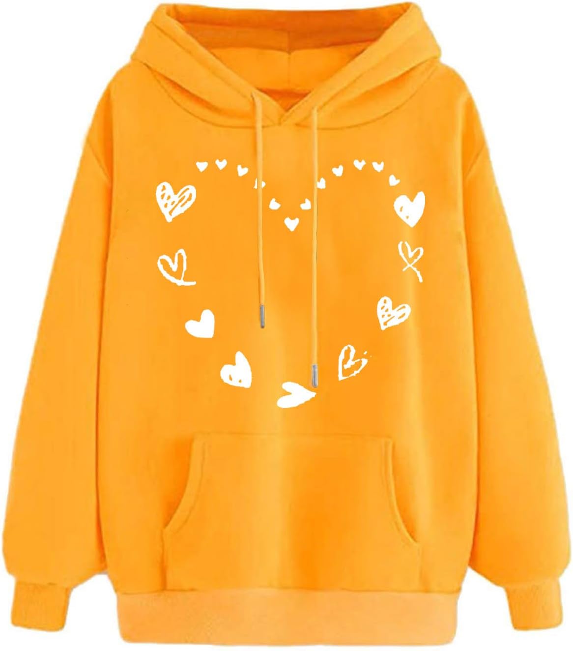 OggfaderWomen's Casual Hoodies Drawstring Long Sleeve Sweatshirts Funny Heart Print Loose Pullover Tops with Pocket