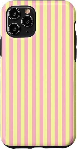 Miniatura 28 de Funda para iPhone 13 con rayas verticales de color amarillo pastel y rosa