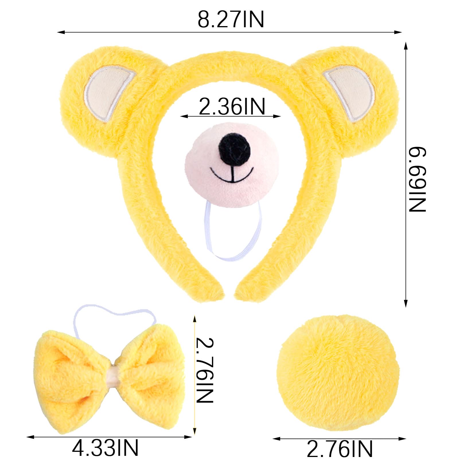 SSKHE Carnival Bear Costume for Children and Women,4 Pieces Carnival Bear Cosplay Set,Headband Bear Ears Set,Nose Tail - Image 2