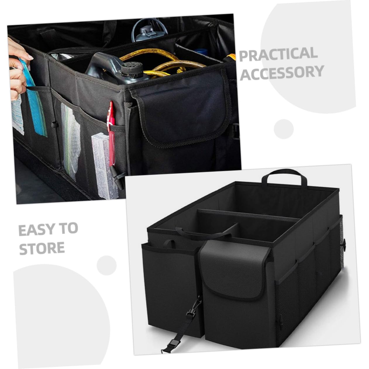 Cabilock Organizador de Maletero para Coches de Oxford Resistente con Múltiples Compartimentos Caja de Almacenamiento Versátil para Viajes Camping y Uso Diario