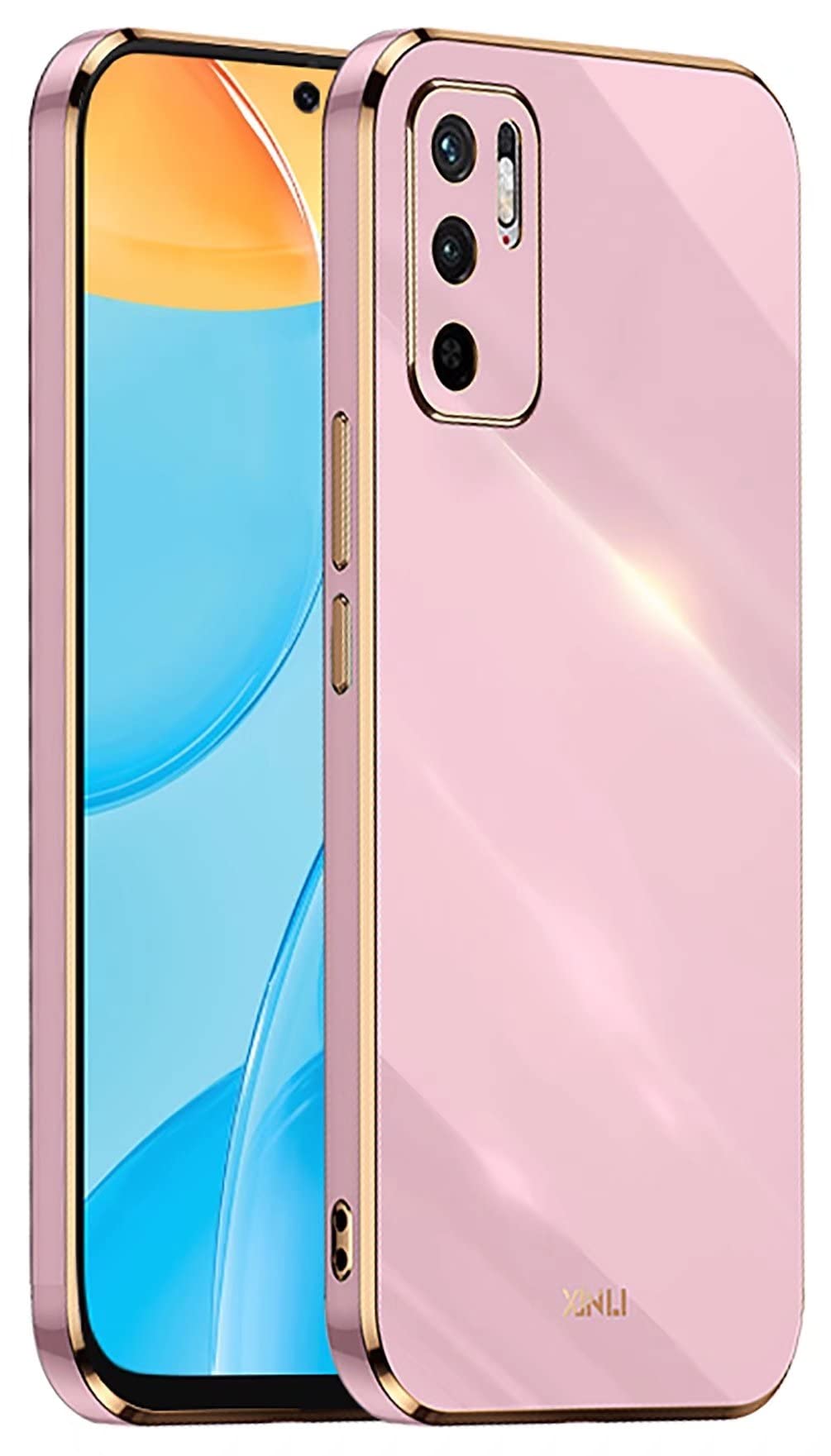 Custodia DOINK Per Xiaomi POCO F4 GT, Cover In Silicone TPU Con Bordo Glitter Dorato E Protezione Completa – Colore Rosa