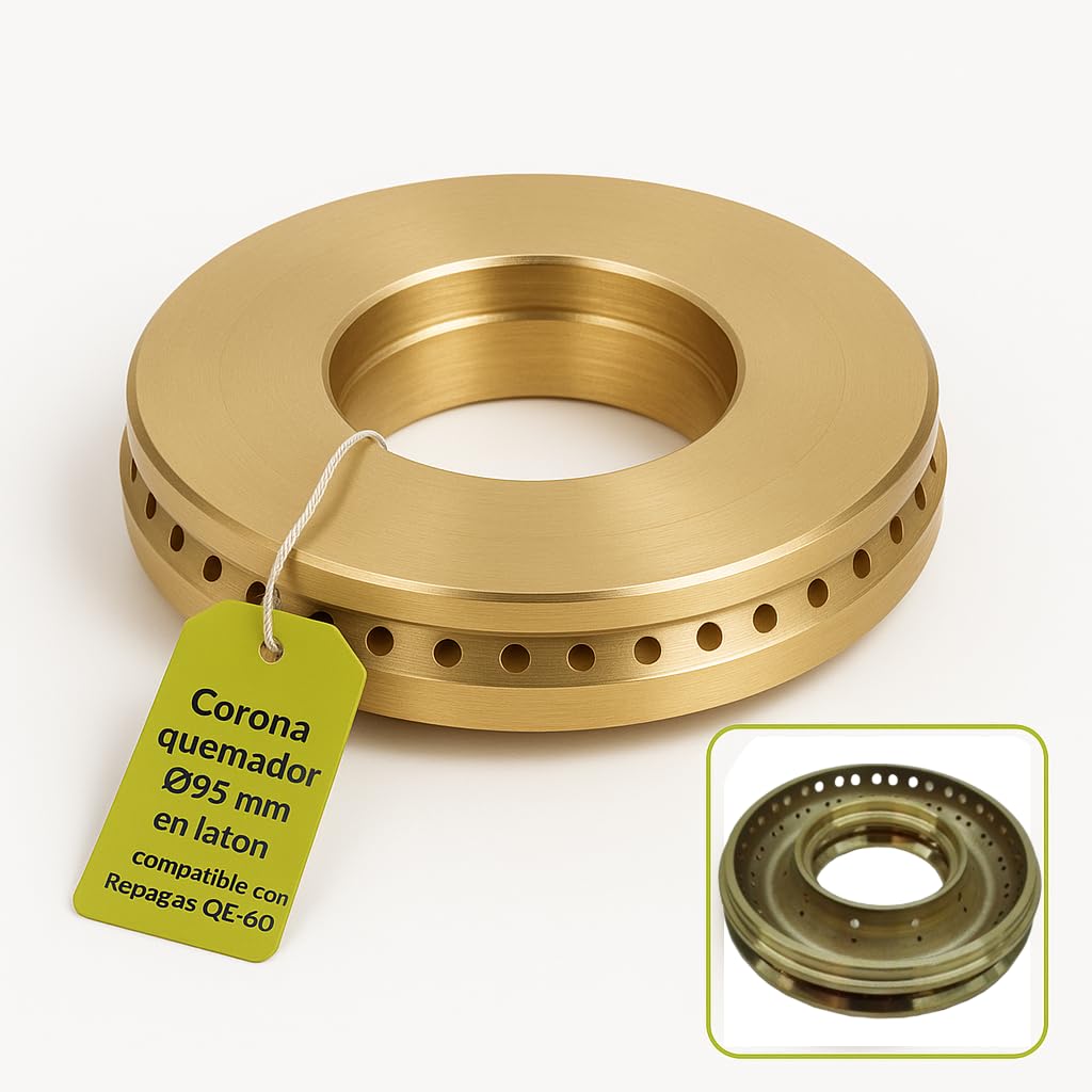 Corona Quemador Latón Alta Precisión Ø95mm Compatibilidad con Repagas C520 C720 C741 C940 QE60 Pieza Repuesto Cocina Profesional Hostelería Llama Estable Duradera