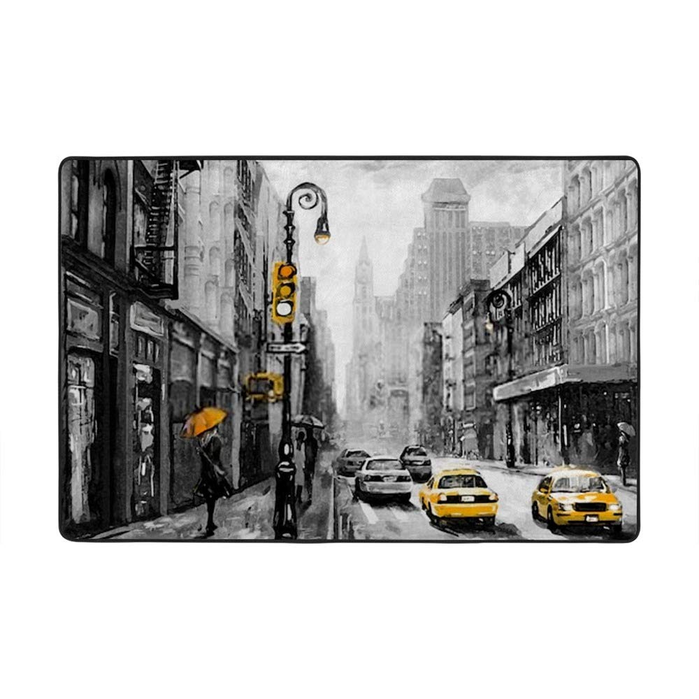 Tapis de grande taille microfibre poils longs paysage peinture à l'huile