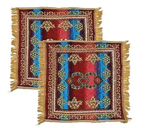 RUSTIC FURNISH Prayer Velvet Aasan Size 24X24(Inches) Pack of 2 Velvet Asan Multipurpose Sitting Floor Portable Mat Asan ASANA PAD for Yoga,Meditation, Relaxation, Pooja,Prayer, Festive Occasions