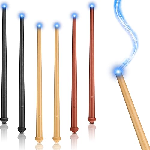 Miniatura 1 de Varita de luz y sonido de 6 piezas de luz y varitas de mago para Halloween Varita mágica de bruja para jugar bruja con luces y sonidos para