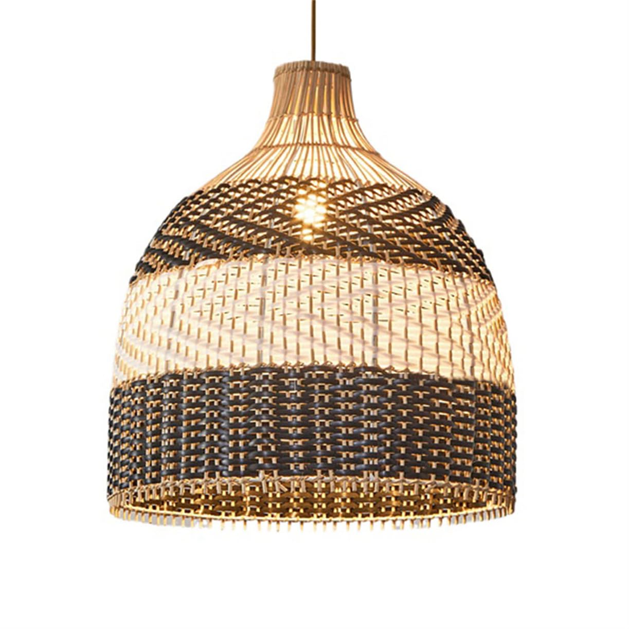 CSSYKV Rattan Cage Pendant Light Modern Wabi-sabi Ceiling Chandelier 17.7-inch Bohemian Flush Mount Hanging Light Rattan Basket Lamp Shade for Kitchen Island Hallway Bedroom Dining Table