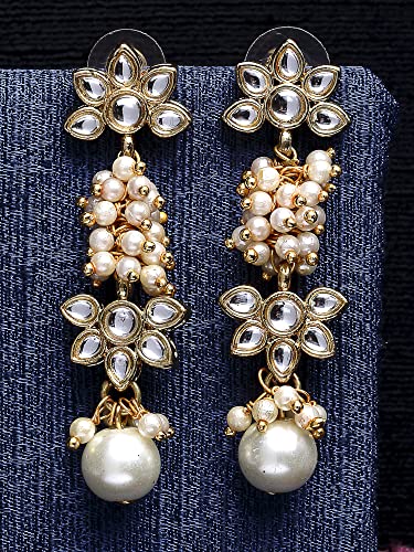 Image of Karatcart Black Beads Long Drop Earrings For womens