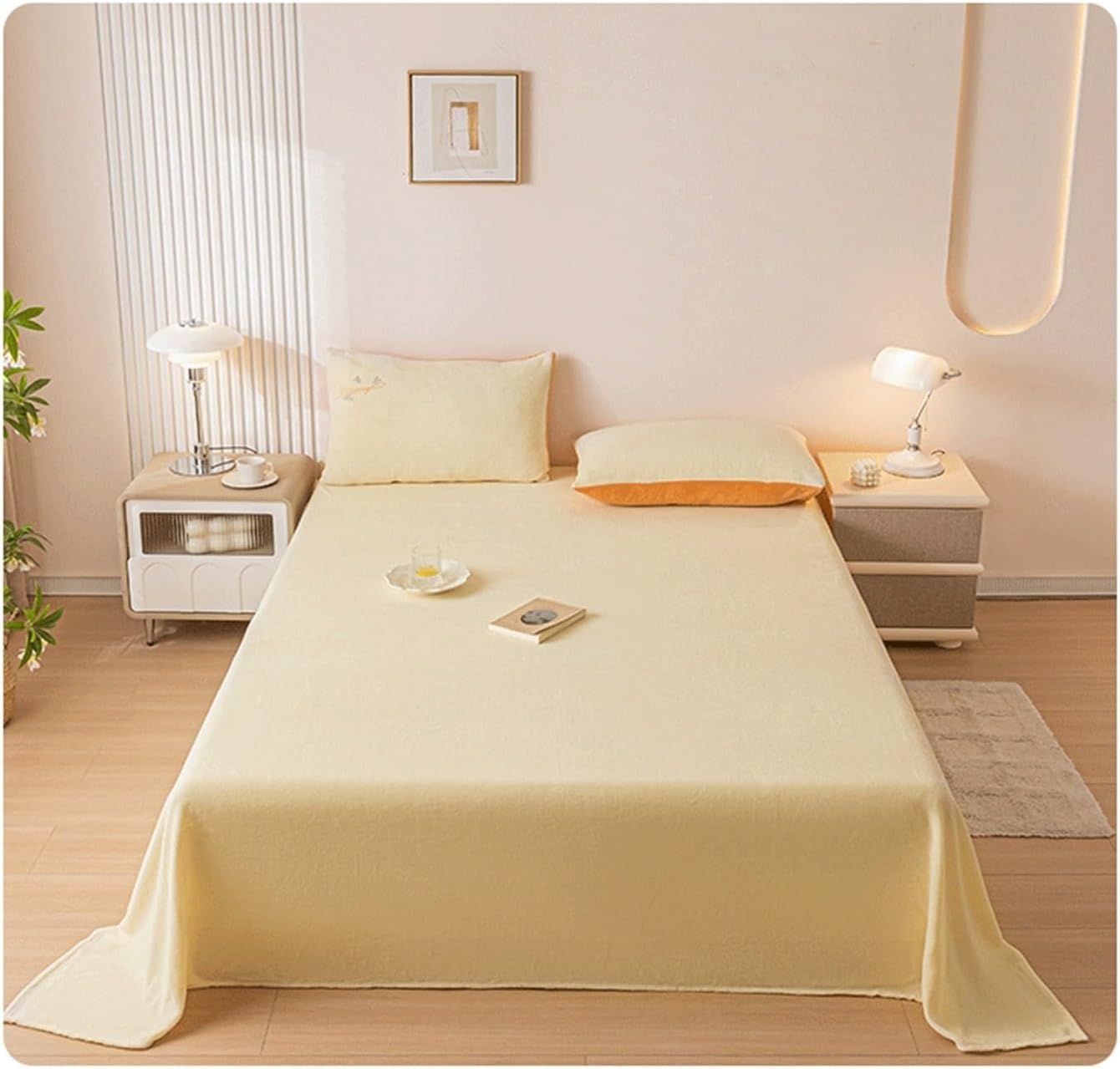 Fluffy Plush Bed Sheet Without Elastic Winter Warm Flannel Fleece Bed