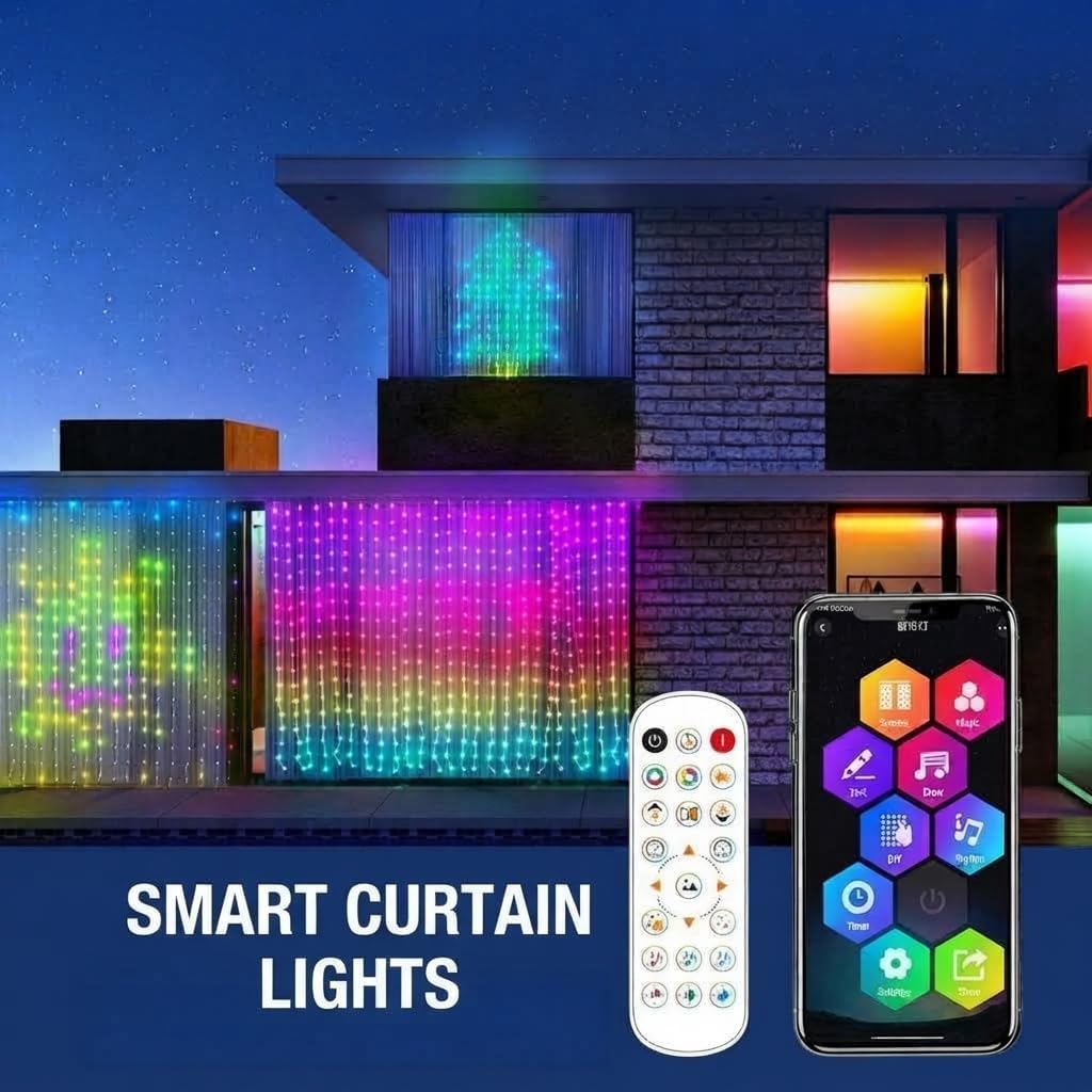 Generico Tenda Luminosa Intelligente 400 RGB LEDs con Telecomando (1m*1m)