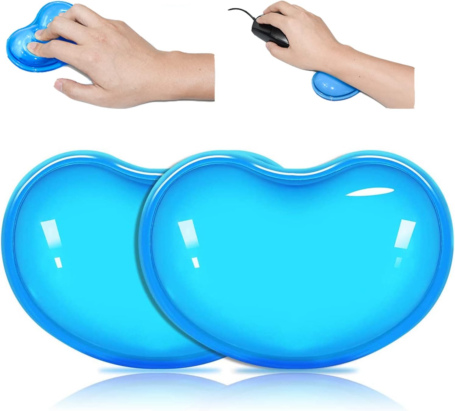 Kastwave Mouse Wrist Rest Pad Soft Silicone Gel Cool Hand Pillow Cushion, Support, Ergonomic, Heart-Shaped Translucence, Blue, 4.3 X 2.7Inch, Small Size