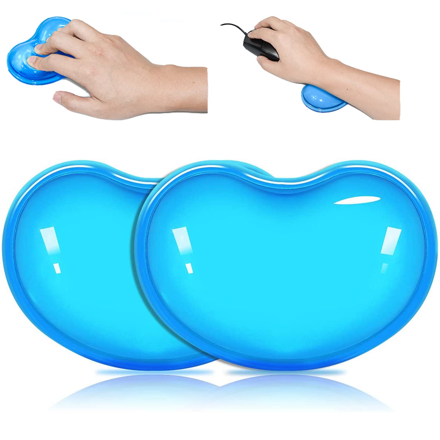 Mouse Wrist Rest Pad Soft Silicone Gel Mouse Wrist Rest Pad Cool Hand Pillow Cushion, Mouse Wrist Support, Ergonomic, Heart-Shaped Translucence, Blue, 4.3 x 2.7inch, Small Size