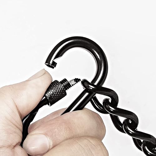 Miniatura 10 de Velomill Cadena de hamaca negra de 26 pulgadas, cadena de silla colgantecadena de saco de boxeo con dos mosquetones