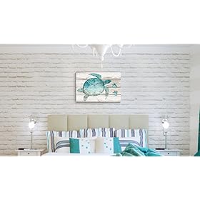 SUMGAR Sea Turtle Bathroom Decor Beach Themed Wall Art Ocean Coastal Pictures, Teal Blue Canvas Paintings Turquoise… 61RC6o5QbXL