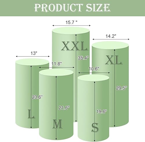 Miniatura 9 de Juego de 5 fundas de pedestal de cilindro doradas, cubiertas flexibles para soporte de cilindro para decoración de fiestas, bodas o eventos de