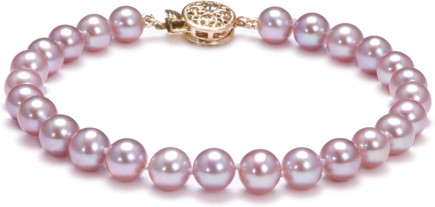 Lavender 6-7mm AAA Quality Freshwater Gold filled Cultured Pearl Bracelet For Women