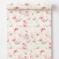 Papel de Parede Decorativo Borboletas Rosa, Autocolante, 5m x 45cm, para Sala, Quarto e Banheiro