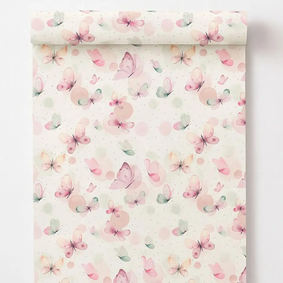 Papel de Parede Decorativo Borboletas Rosa Autocolante, 5m x 45cm para Sala Quarto Cozinha
