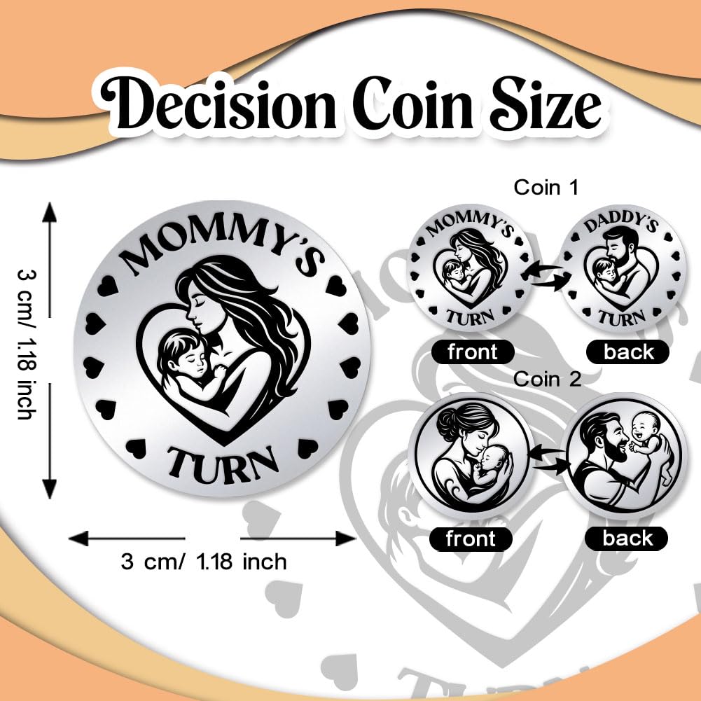 UNICRAFTALE 2Pcs Lovely New Parent Coin Stainless Steel Double Sided Decision Coin AA Chips and Medallions Challenge Coins Flipping Token Daily Sober Gifts New Parents Gifts for Couples Mom Dad - Image 3