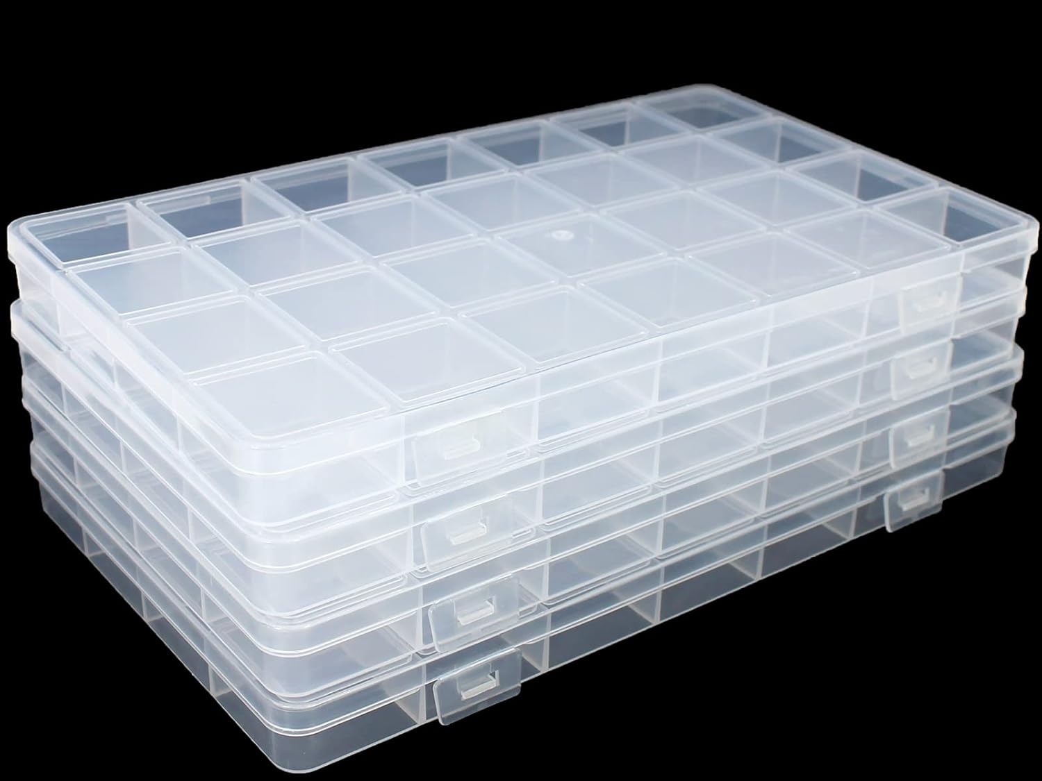 4Packs 28 Grids Bead Organizer Plastic Organizer Box with Fixed Dividers-Jewelry, Accessories, and Small Parts Container Clear Box for Jewerly Beads, Sewing, Drawing - Image 8