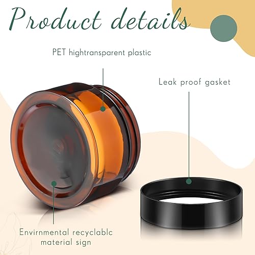 Miniatura 4 de SATINIOR Paquete de 12 tarros de plástico transparente con tapas, recipientes de plástico vacíos de boca ancha para productos de belleza,