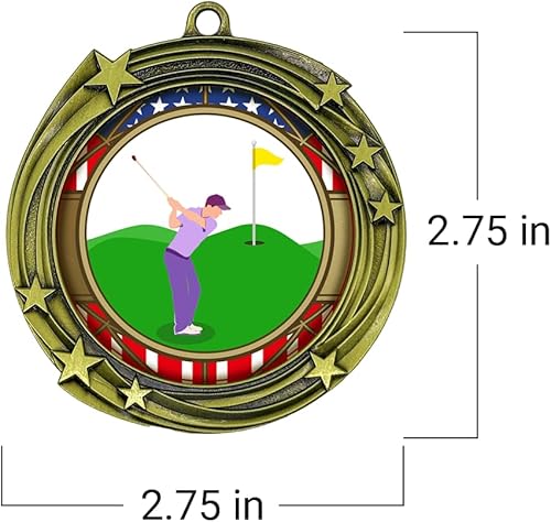 Miniatura 4 de All Quality Medalla de diseño de estrellas en remolino de golf - 1, 2, 3er lugar