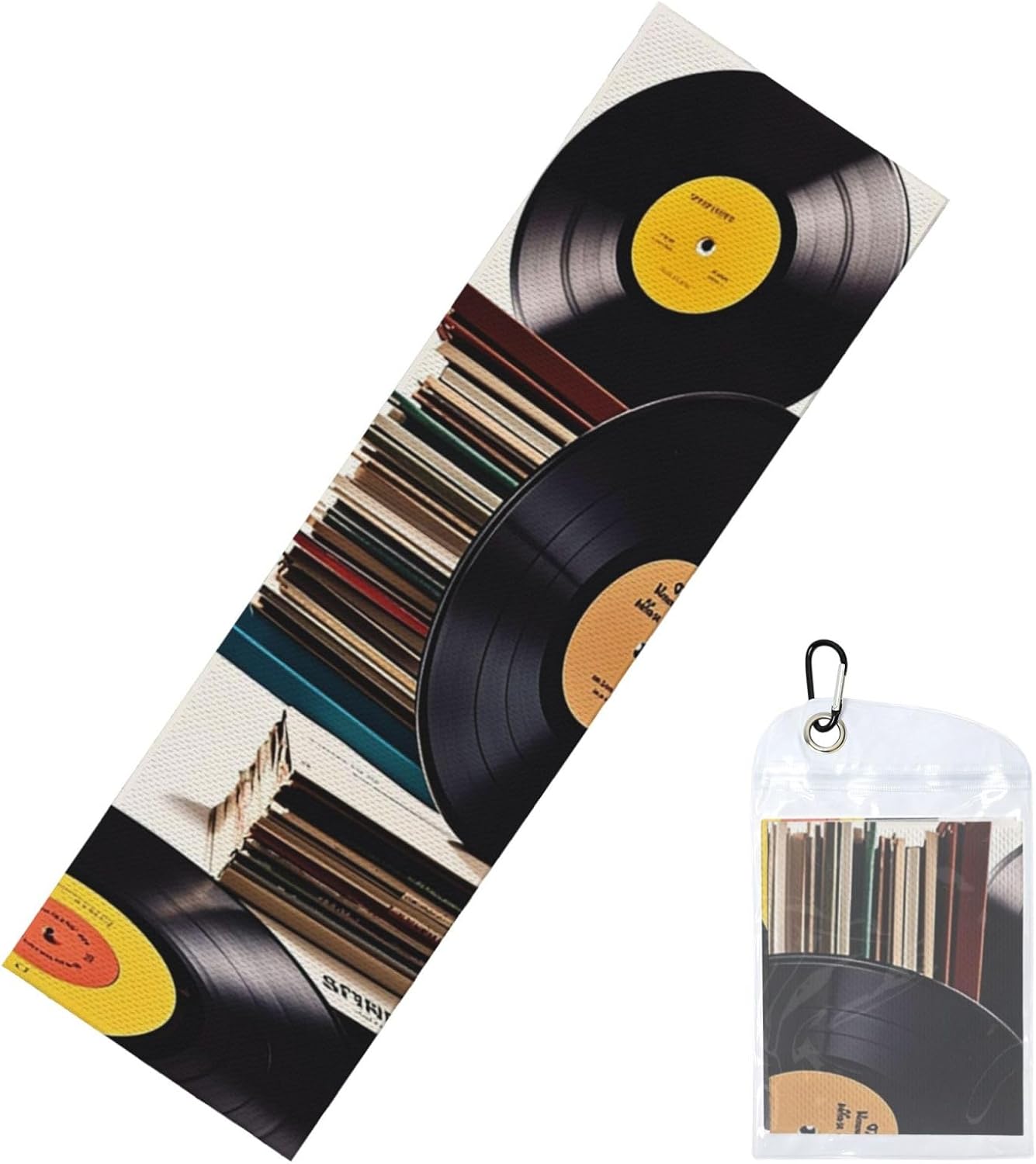Vinyl Records and Tapes Cooling Towel Cold Exercise Towel, Soft Breathable Ice Towel Microfiber Gym Towel with PVC Pouch for Yoga Golf Gym Fitness 40″X12″