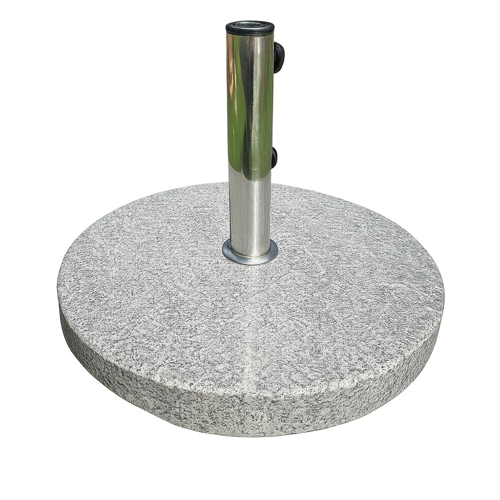 Base de parasol en granit avec roues et poignée | Support pour parasols à poteau central, réducteurs pour poteaux de diamètre Ø 52, 48, 36 mm