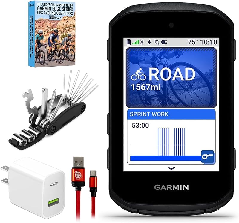 Garmin Edge 550 Standard Edition, computadora compacta para ciclismo con GPS 010-03022-00, paquete con cable tipo C Deco Essentials de 6 pies, cargador, kit de herramientas de reparación de bicicletas 16 en 1 y guía maestra Deco Gear