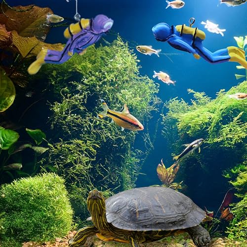 Image of Float Aquarium Scuba Diver Ornament and Nitrifying Balls set, Aquarium Decorations Diver with Filter Ball, Floating Fish Tank Accessories, Aquatic Turtle Enrichment Toys, Fish Tank Decor (S, Diver)