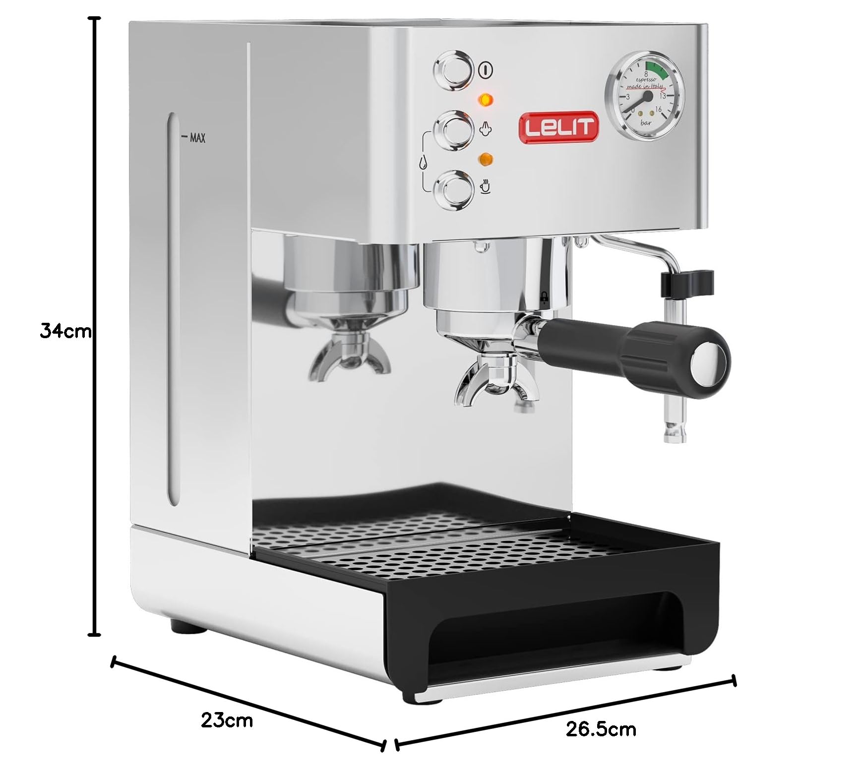 Lelit PL41EM Anna, Macchina da caffè prosumer, 1050 W, 2.7 Litri, Acciaio Inossidabile, Argento