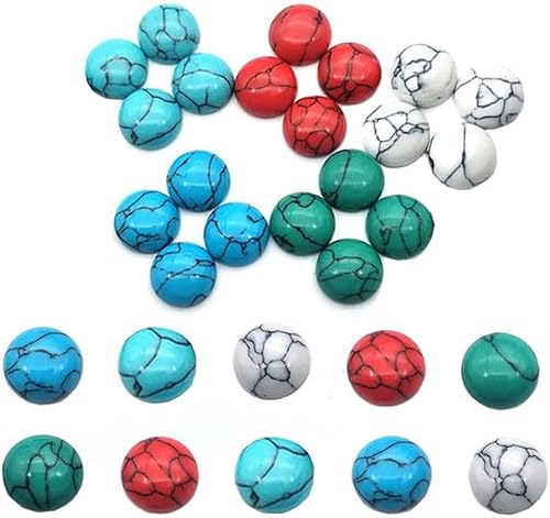 80 cuentas de cabujones naturales medio redondos con parte trasera plana, cabujones de colores mixtos turquesa para hacer joyas (0.157 pulgadas)