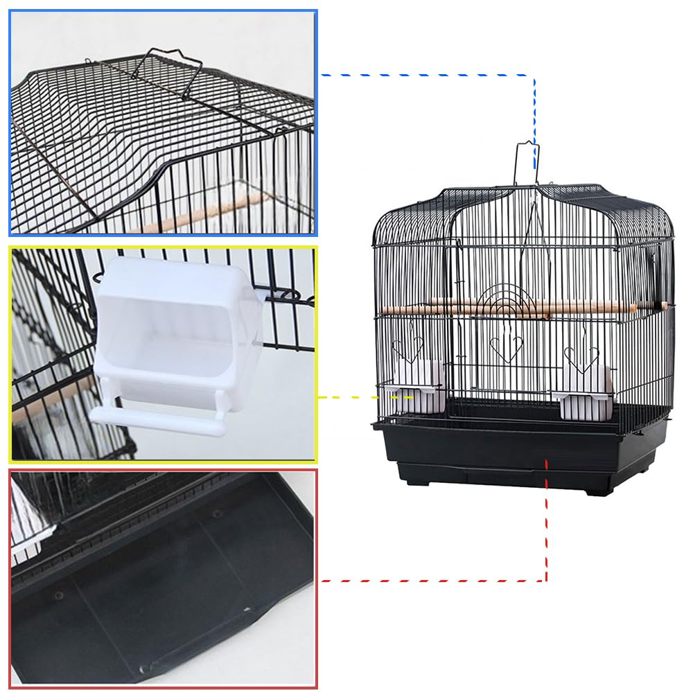 Reise VogelkäFig für Kleine Papageien, KanarienvöGel, Nymphensittiche, Unzertrennliche, Finken, Wellensittiche, Conures, Tragbarer FlugvogelkäFig Mit Griff Und Sitzstangen 46 × 36 × 52cm