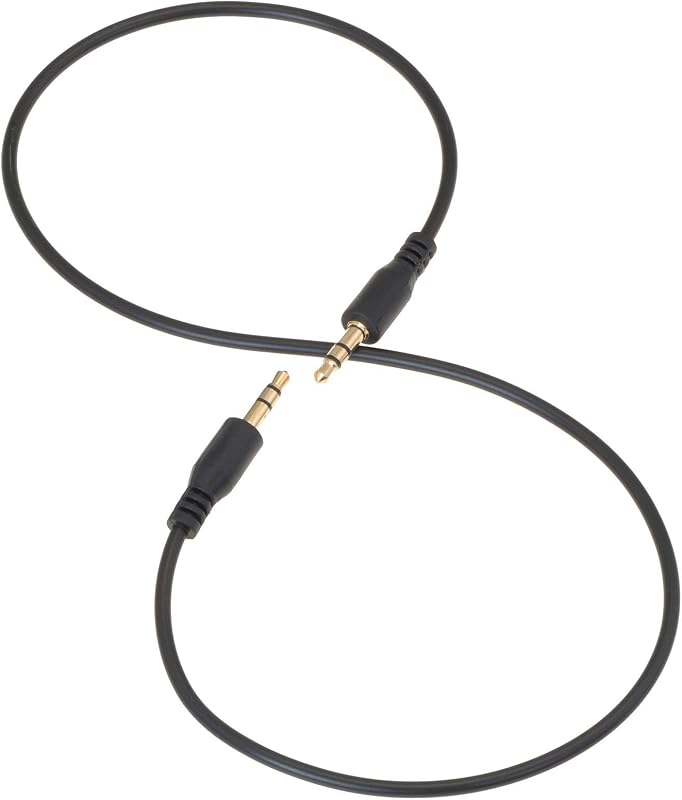 Cable de Audio Corto Valonic - 1.6 Pies - 3,5mm - Cable AUX para Auto, TV o Teléfono - Macho a Macho - Negro