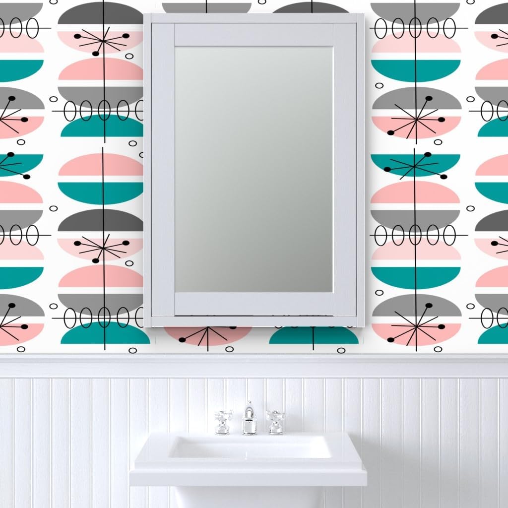 Spoonflower Commercial Grade Wallpaper 27ft x 2ft - Atomic Mid Century Midcentury Modern Vintage Inspired Retro Traditional Wallpaper
