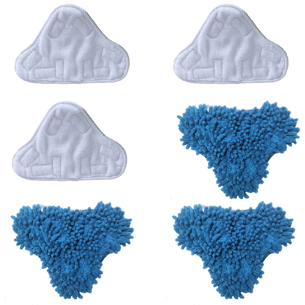 Mumaxun White/Coral/Blue 6Pcs Microfibre Replacement Cloths Pads Compatible For H2o X5 H20 5 In 1 Steam Mop