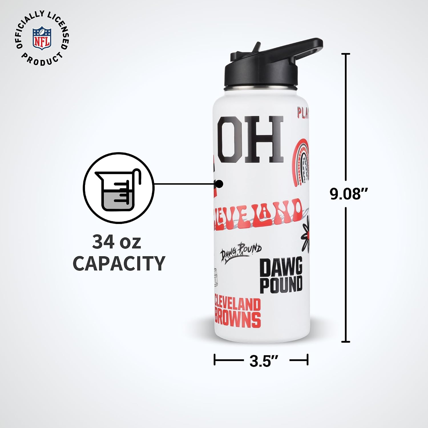 The Memory Company Officially Licensed NFL 34oz Water Bottle - Premium Stainless Steel Double-Wall Insulated, Leakproof Design