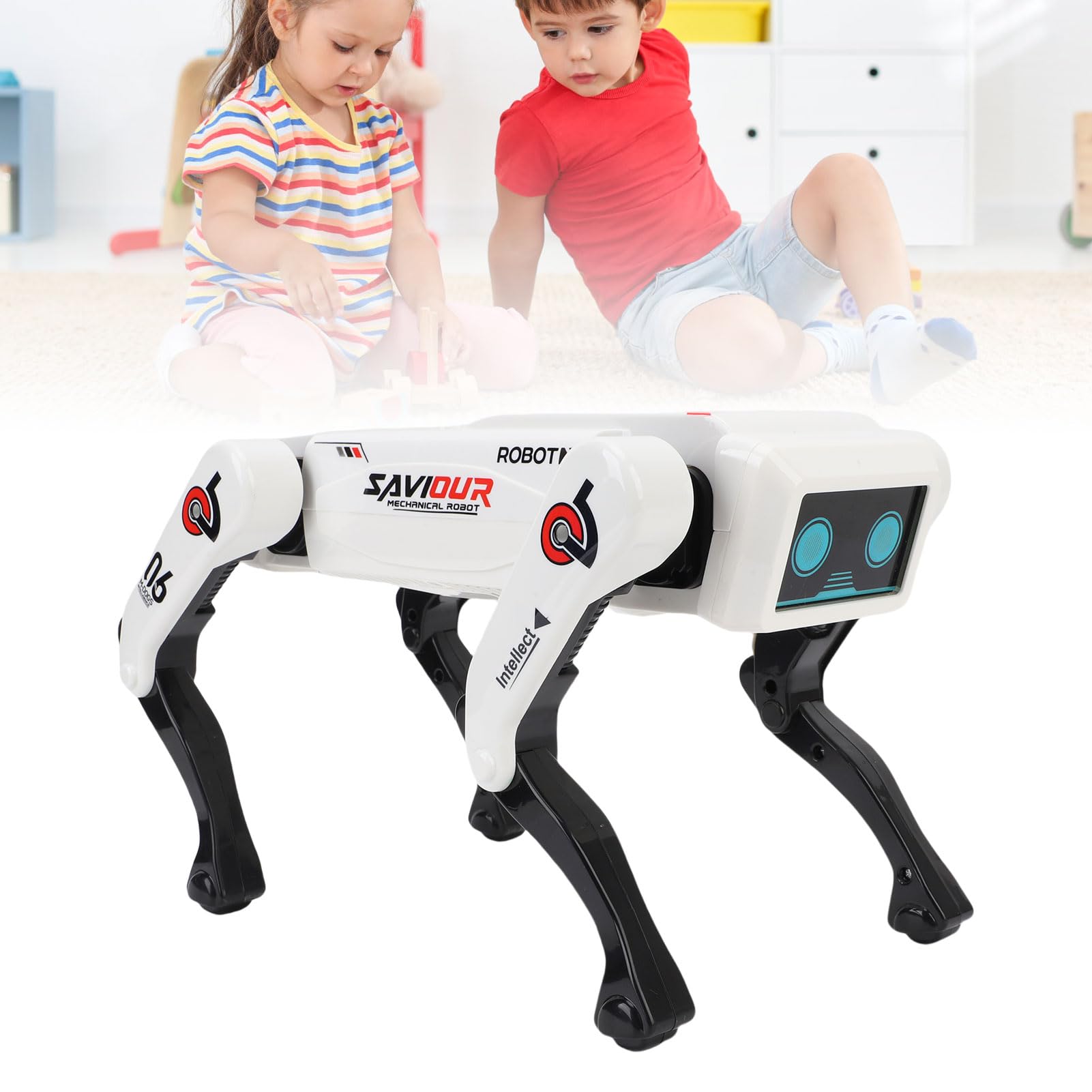 Perro Robot Inteligente, Juguete Stem Programable con IA, Control por Voz, Efectos de Luz y Música, Control Remoto Bluetooth, Programación de Acciones Interactivas, para Niños y