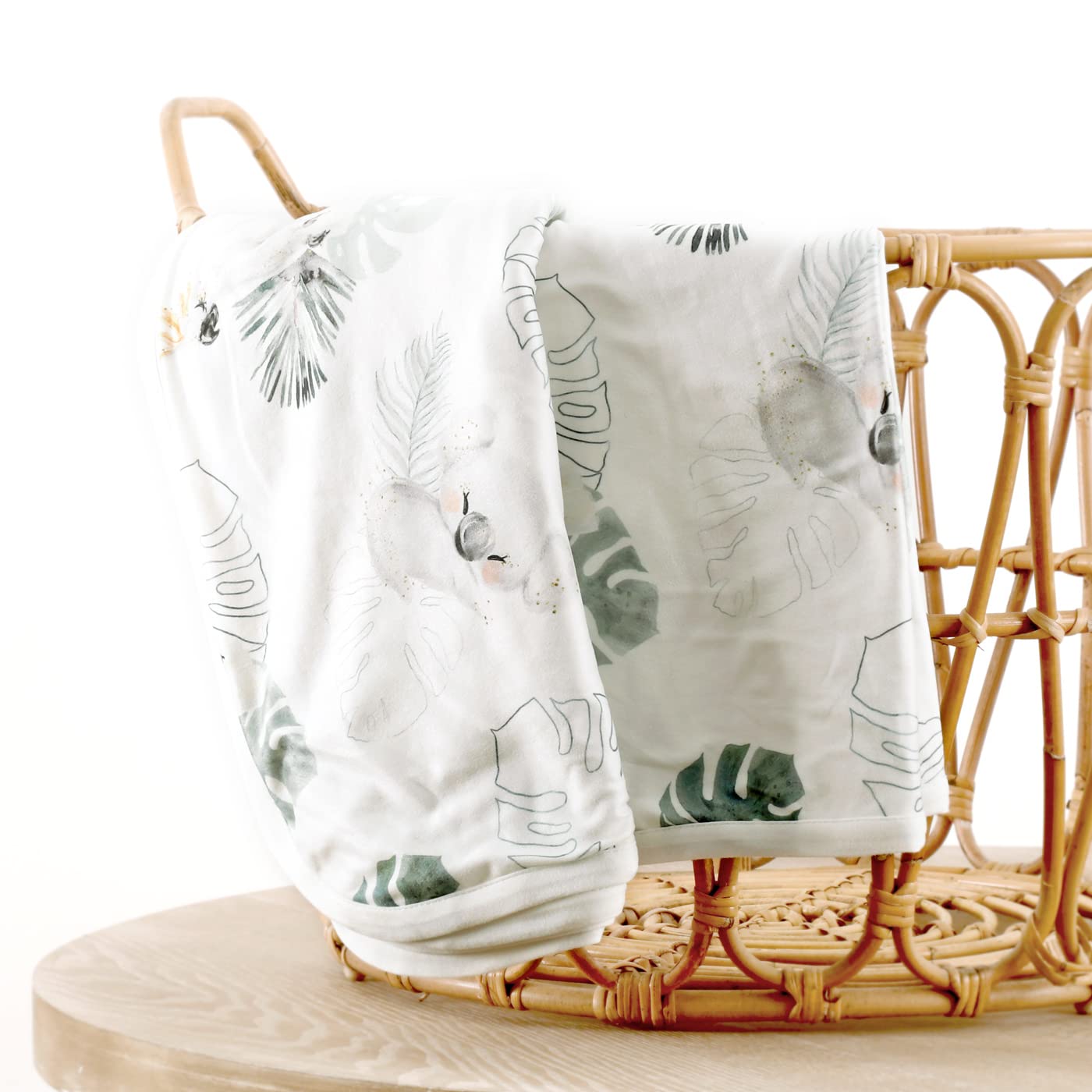 1 Baby Blankets Super Soft Jersey Knit Swaddle Blanket for Baby Girls and Boys, Double Layer Receiving Blankets 34 x 44 Inches Extra Large for Baby Show Gift,Watercolor Animals, Mint Green
