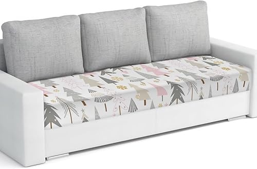 Miniatura 8 de Wowouhiya Fundas de cojín para sofá de árbol de Navidad, funda elástica para sofá con parte inferior elástica, bolas de Navidad, fundas de sofá de