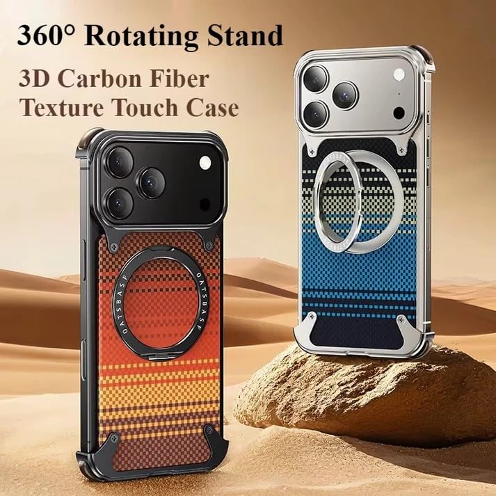 Image of Aluminum Frame Metal Bumper Compatible with iPhone 17 Pro Max | Simple Shield Air Cushion Shockproof | Edge Protection, Minimalist Slim - Black (Frame-Kevlar-Silver, iPhone 17 Pro)