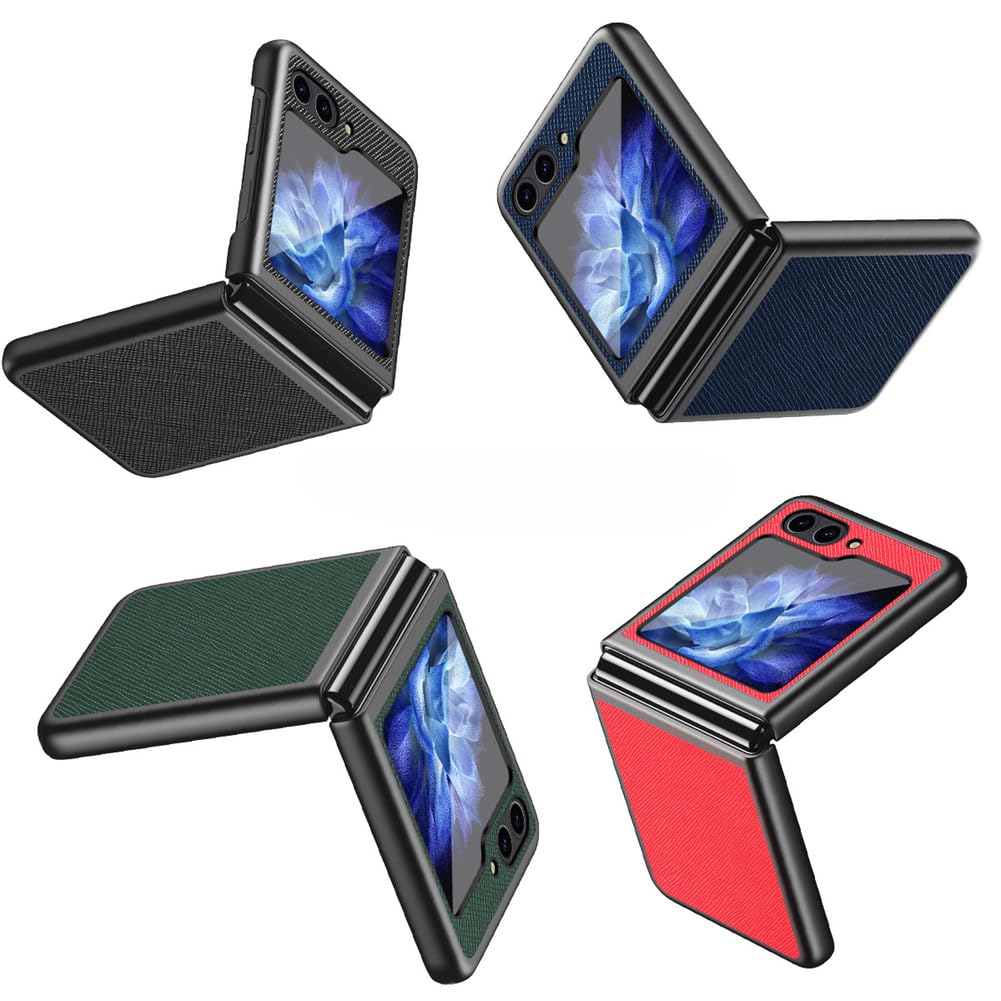 Mince Étui pour Samsung Galaxy Z Flip 7, PU Cuir Housse Protection Antichoc Coque Anti - Empreintes,Bleu,Flip 7