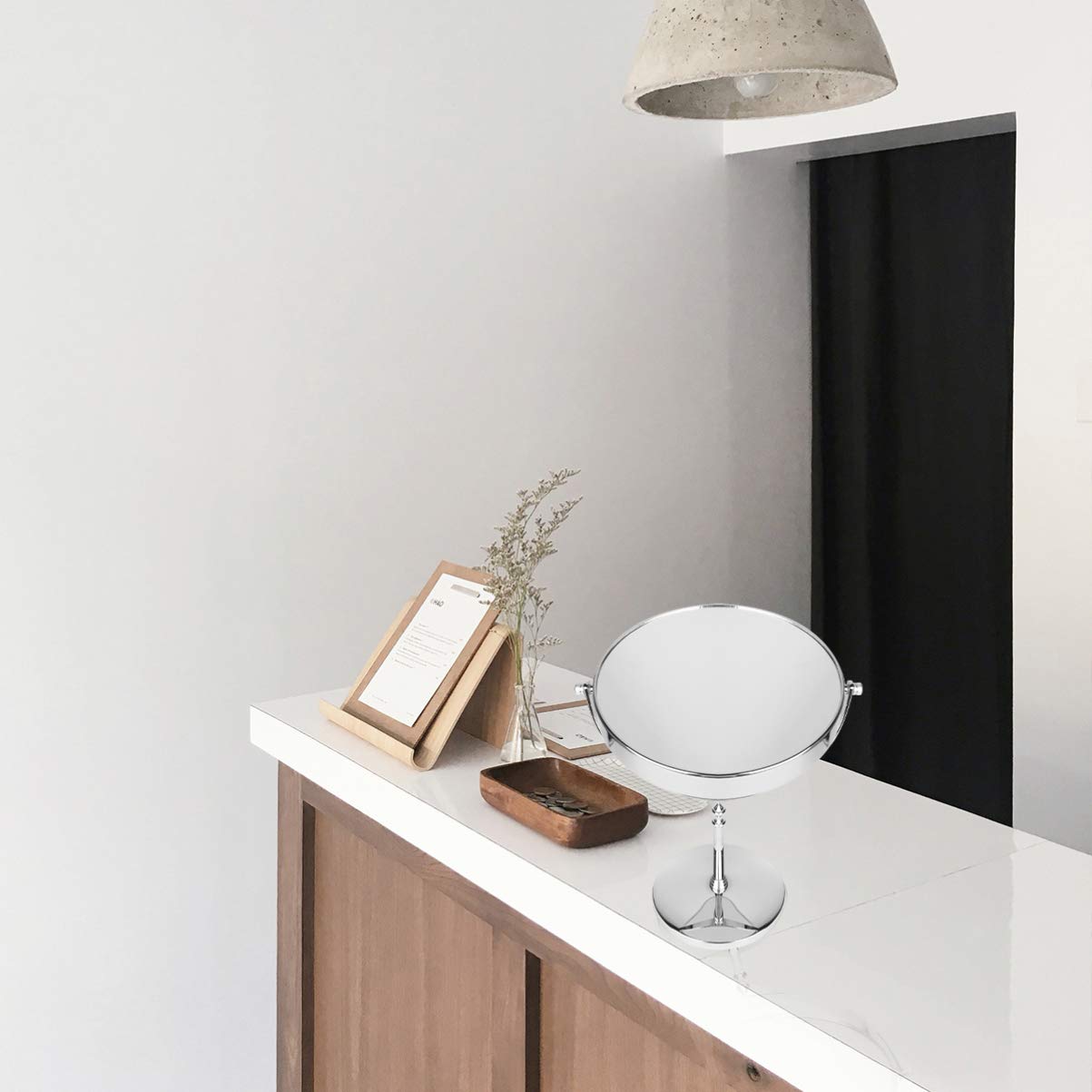 8 Specchio Cosmetico Doppio Lato con Ingrandimento 3x E Led Illuminato Elegante Cornice in Metallo
