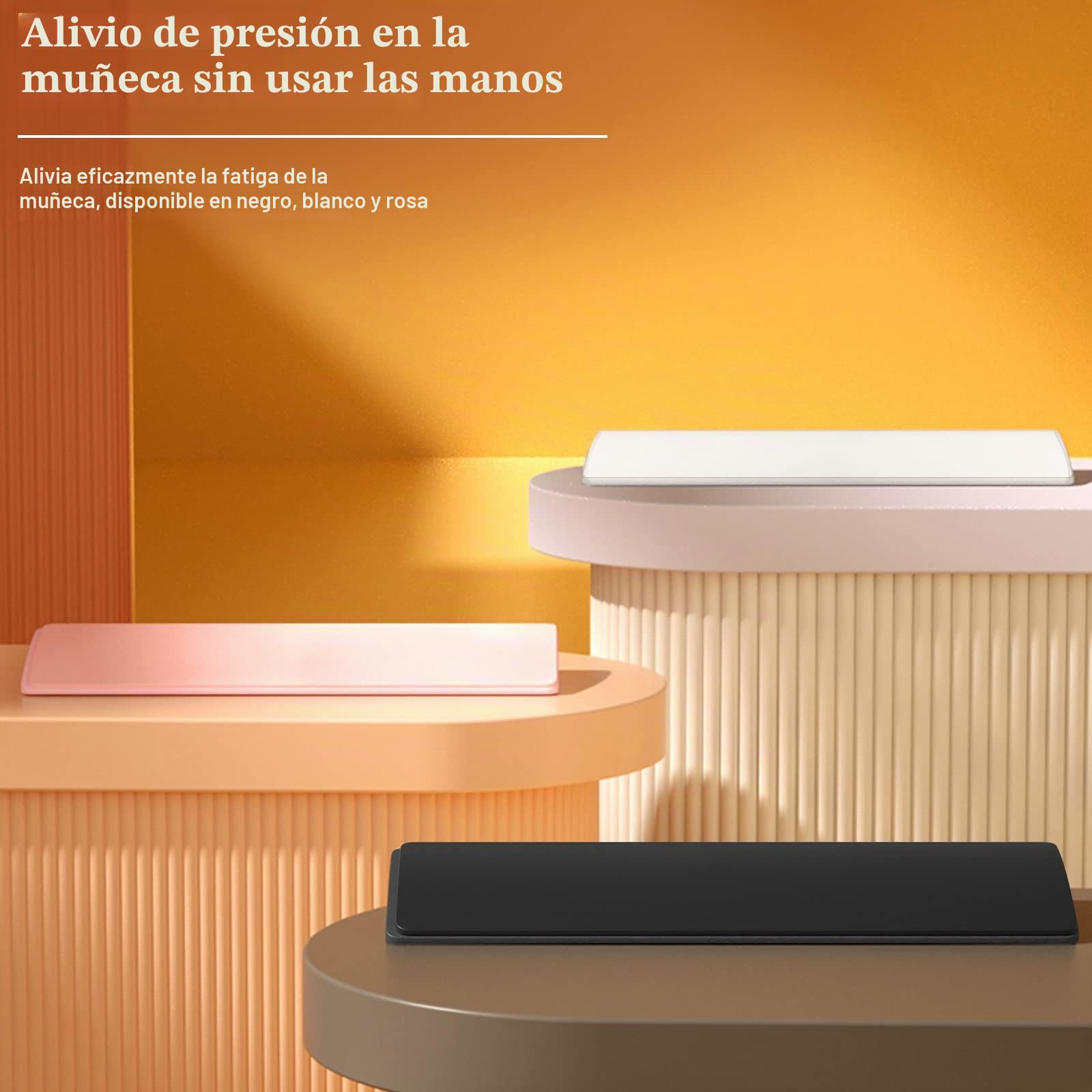 Akko Reposamuñecas con viscoelástico, soporte acolchado para evitar dolor de muñeca (blanco, 390 x 70 x 19 mm)