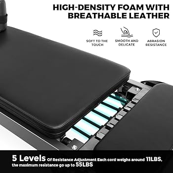 Home Pilates Reformer VEVOR Foldable Pilates Reformer, Pilates Workout Machine For Home Gym Studio Use, Pilates Bed With Dual Resistance- Spring & Cord, Reformer Set For Advanced Users And Beginners, Up To