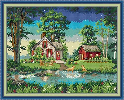 Joy Sunday Cross Stitch Kits Easy Patterns Embroidery for Girls Crafts DMC Cross-Stitch Supplies Needlework-11CT Stamped Kits,Seven Color Fox
